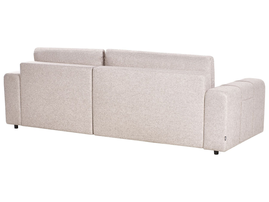Corner Sofa Bed INNVIK Fabric Light Brown with Storage 3 Seater Left Hand