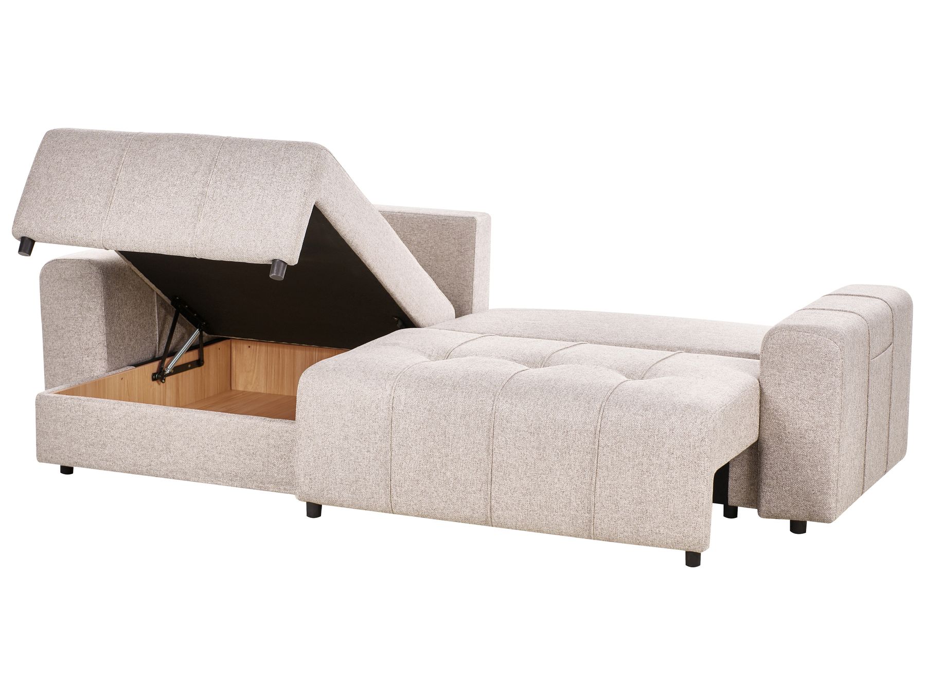 Corner Sofa Bed INNVIK Fabric Light Brown with Storage 3 Seater Right Hand