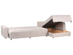 Corner Sofa Bed INNVIK Fabric Light Brown with Storage 4 Seater Left Hand