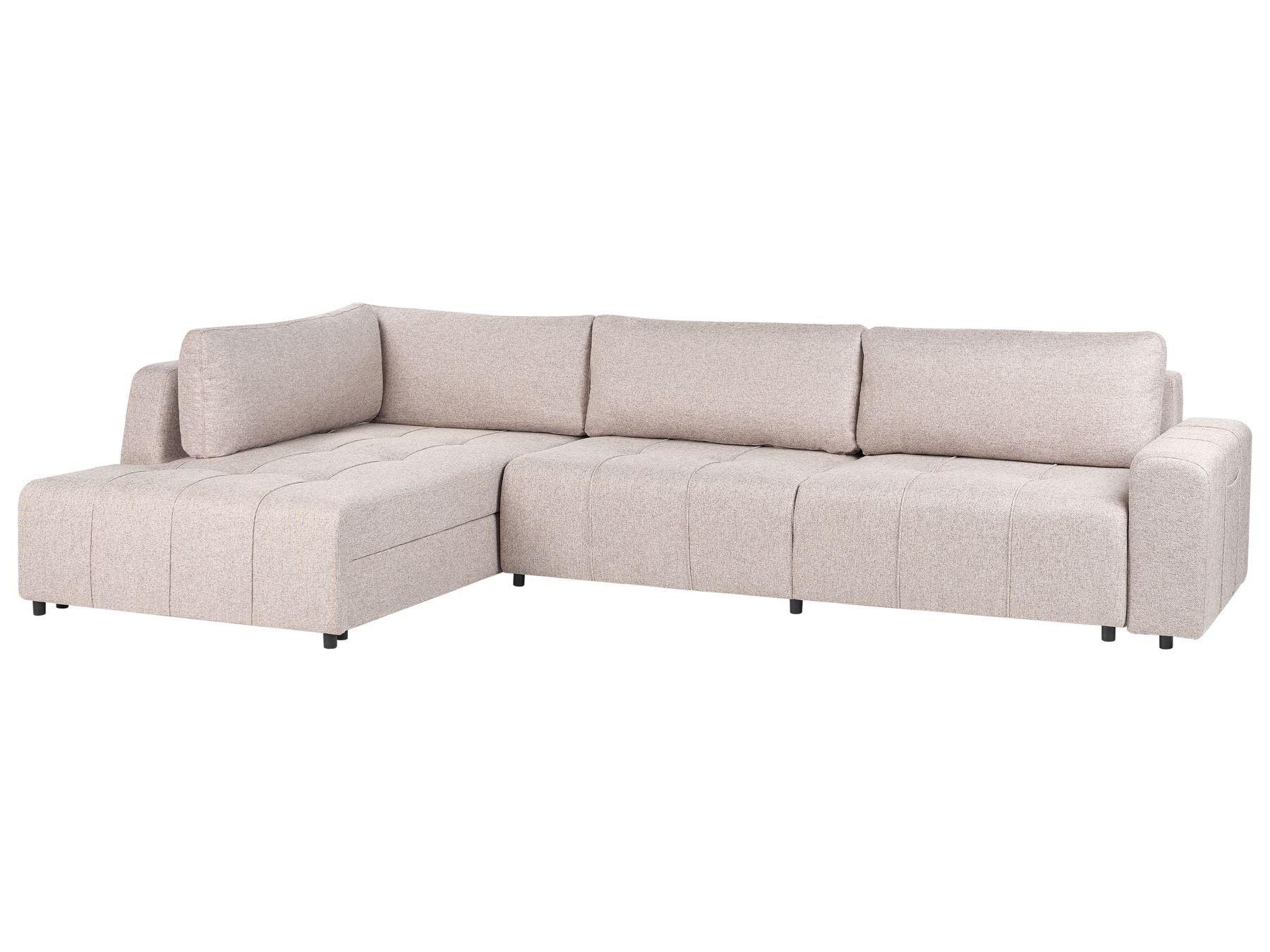 Corner Sofa Bed INNVIK Fabric Light Brown with Storage 4 Seater Right Hand