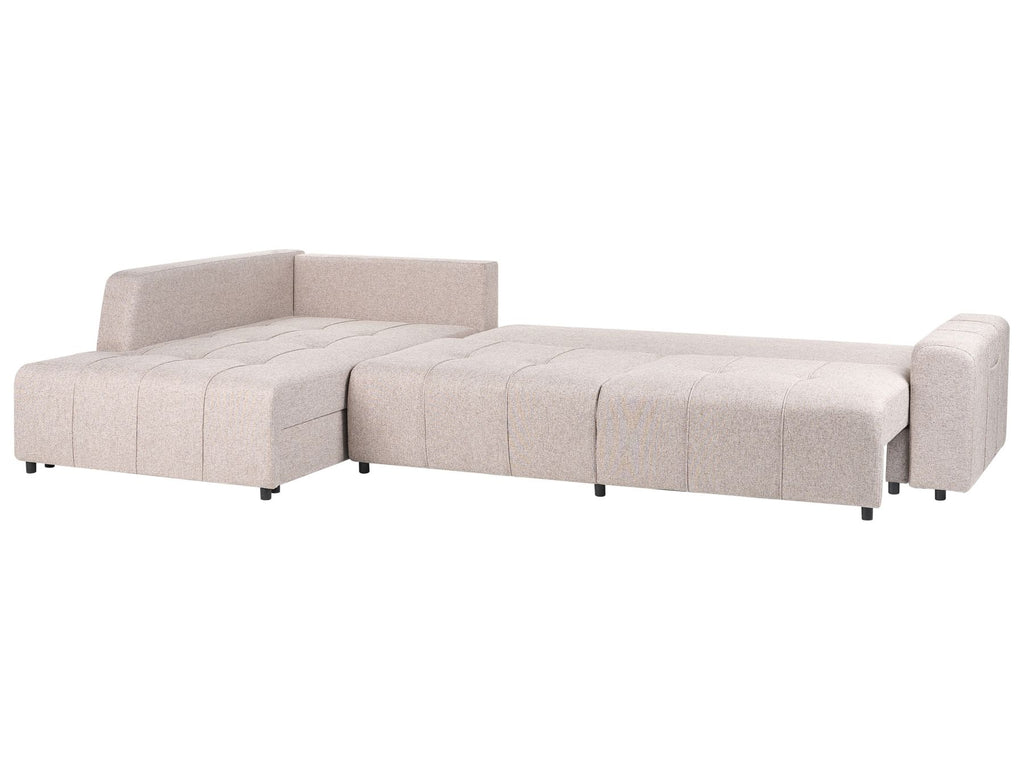 Corner Sofa Bed INNVIK Fabric Light Brown with Storage 4 Seater Right Hand