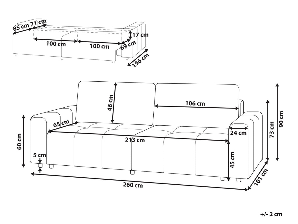 Sofa Bed INNVIK Fabric Light Brown with Storage 3 Seater