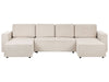U-Shape Sofa Bed Fabric Light Beige with Storage 4 Seater