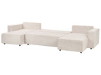 U-Shape Sofa Bed VATNE Fabric Light Beige with Storage 4 Seater