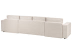 U-Shape Sofa Bed VATNE Fabric Light Beige with Storage 4 Seater