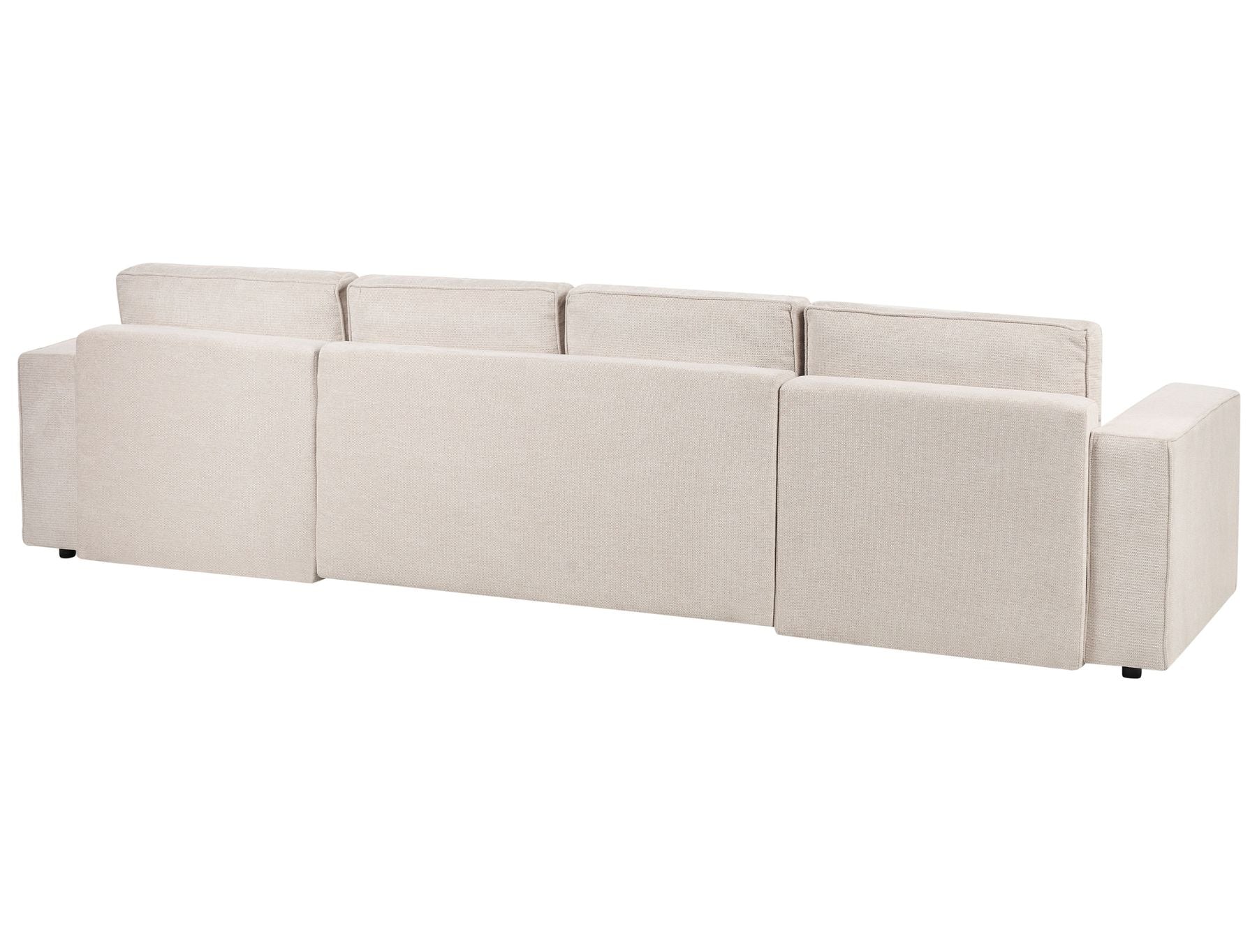 U-Shape Sofa Bed VATNE Fabric Light Beige with Storage 4 Seater