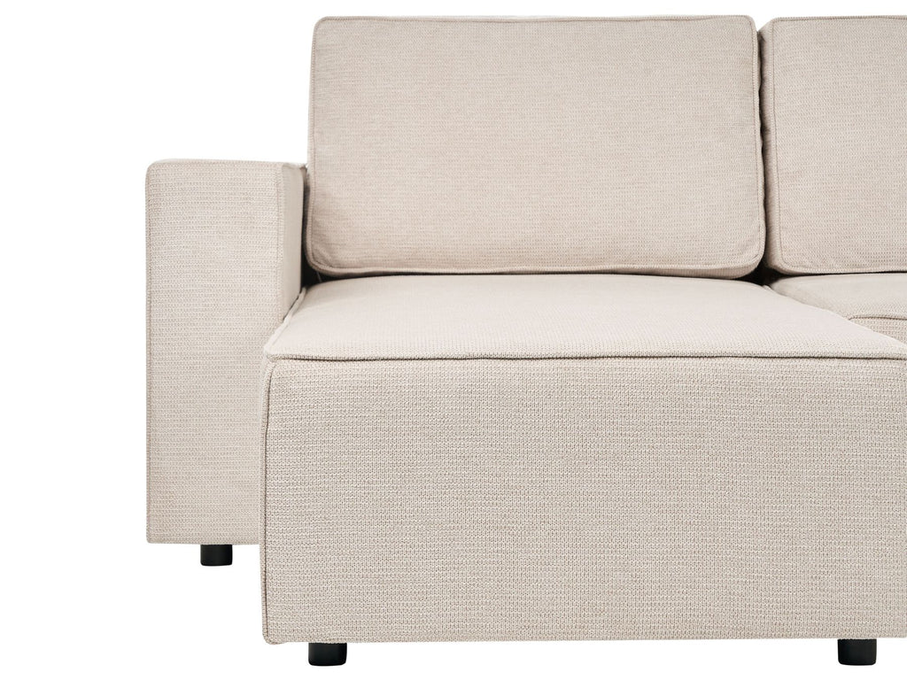 U-Shape Sofa Bed VATNE Fabric Light Beige with Storage 4 Seater