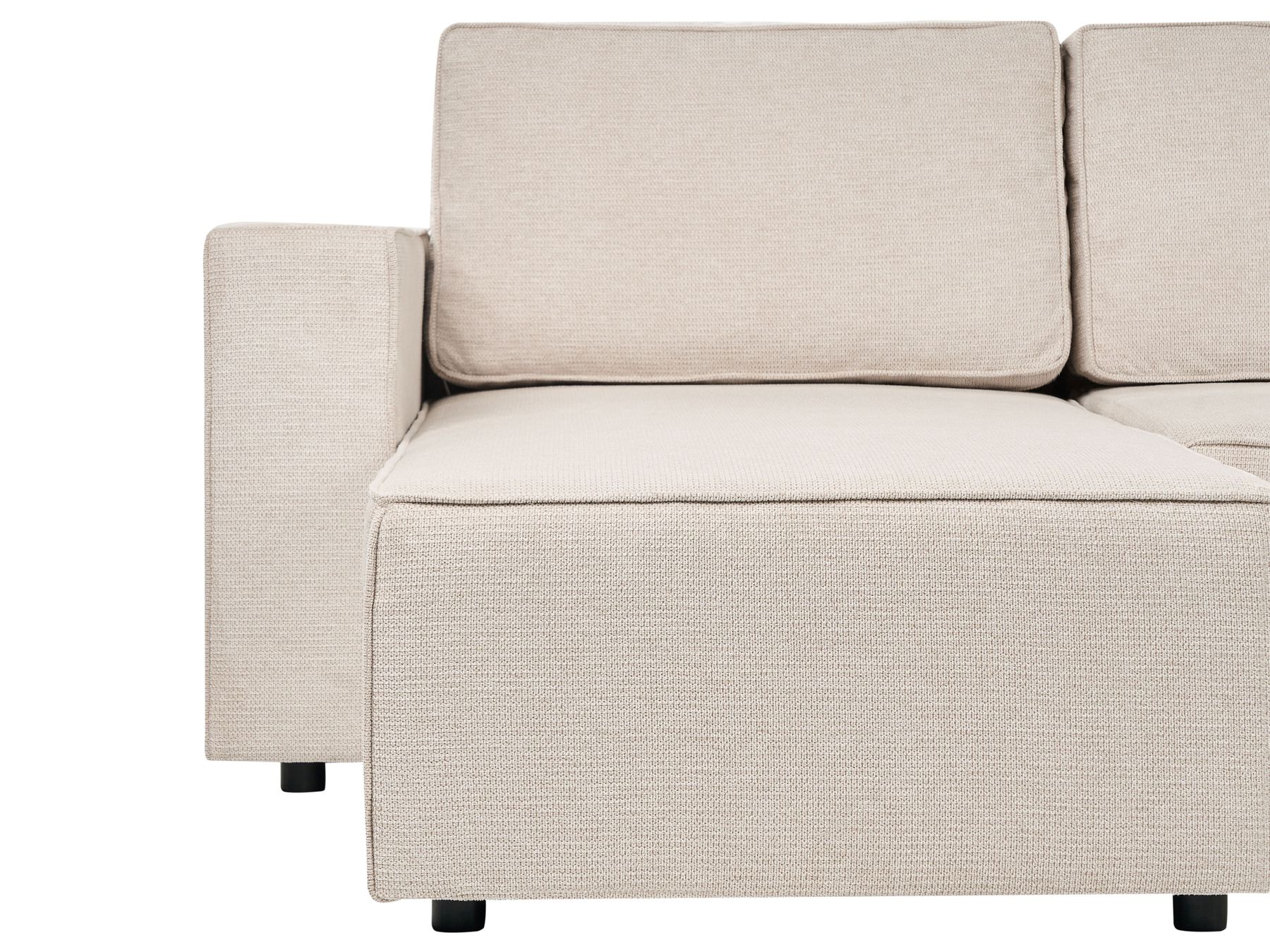 U-Shape Sofa Bed VATNE Fabric Light Beige with Storage 4 Seater