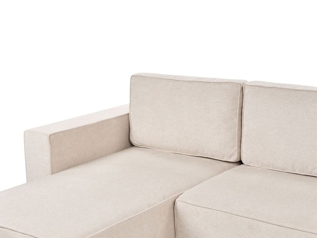 U-Shape Sofa Bed VATNE Fabric Light Beige with Storage 4 Seater