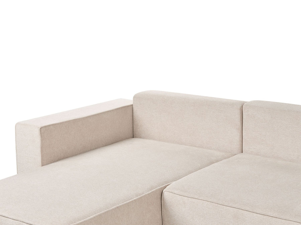 U-Shape Sofa Bed VATNE Fabric Light Beige with Storage 4 Seater