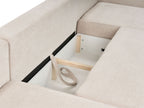 U-Shape Sofa Bed VATNE Fabric Light Beige with Storage 4 Seater