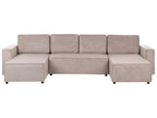 U-Shape Sofa Bed VATNE Fabric Light Brown with Storage 4 Seater