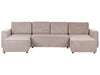 U-Shape Sofa Bed Fabric Light Brown with Storage 4 Seater