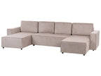 U-Shape Sofa Bed VATNE Fabric Light Brown with Storage 4 Seater
