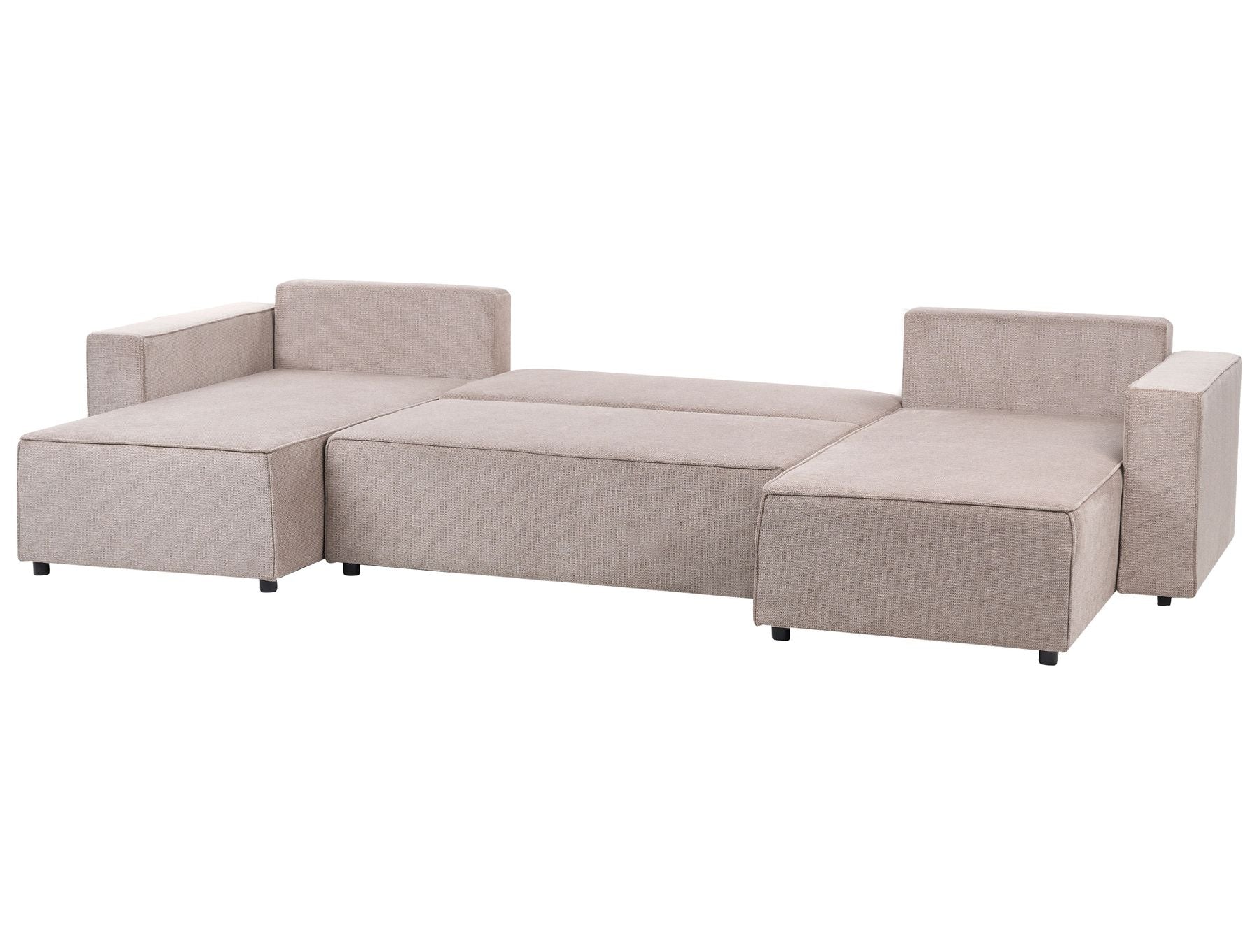 U-Shape Sofa Bed VATNE Fabric Light Brown with Storage 4 Seater