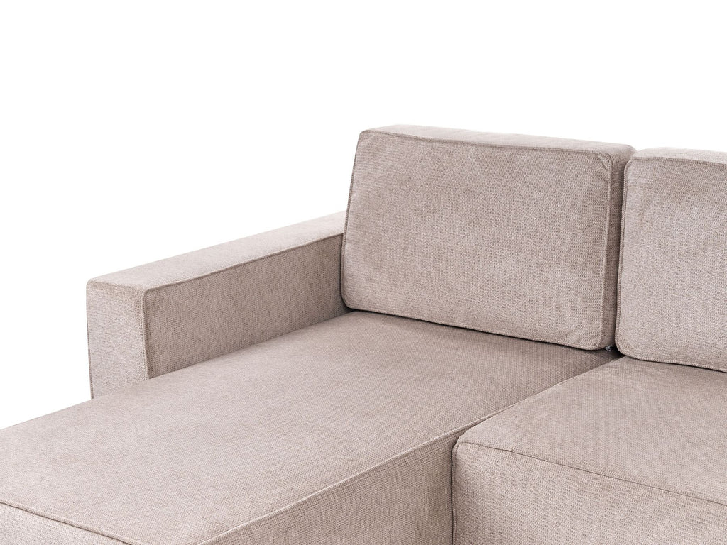 U-Shape Sofa Bed VATNE Fabric Light Brown with Storage 4 Seater