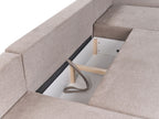 U-Shape Sofa Bed VATNE Fabric Light Brown with Storage 4 Seater