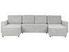 U-Shape Sofa Bed Fabric Light Grey with Storage 4 Seater