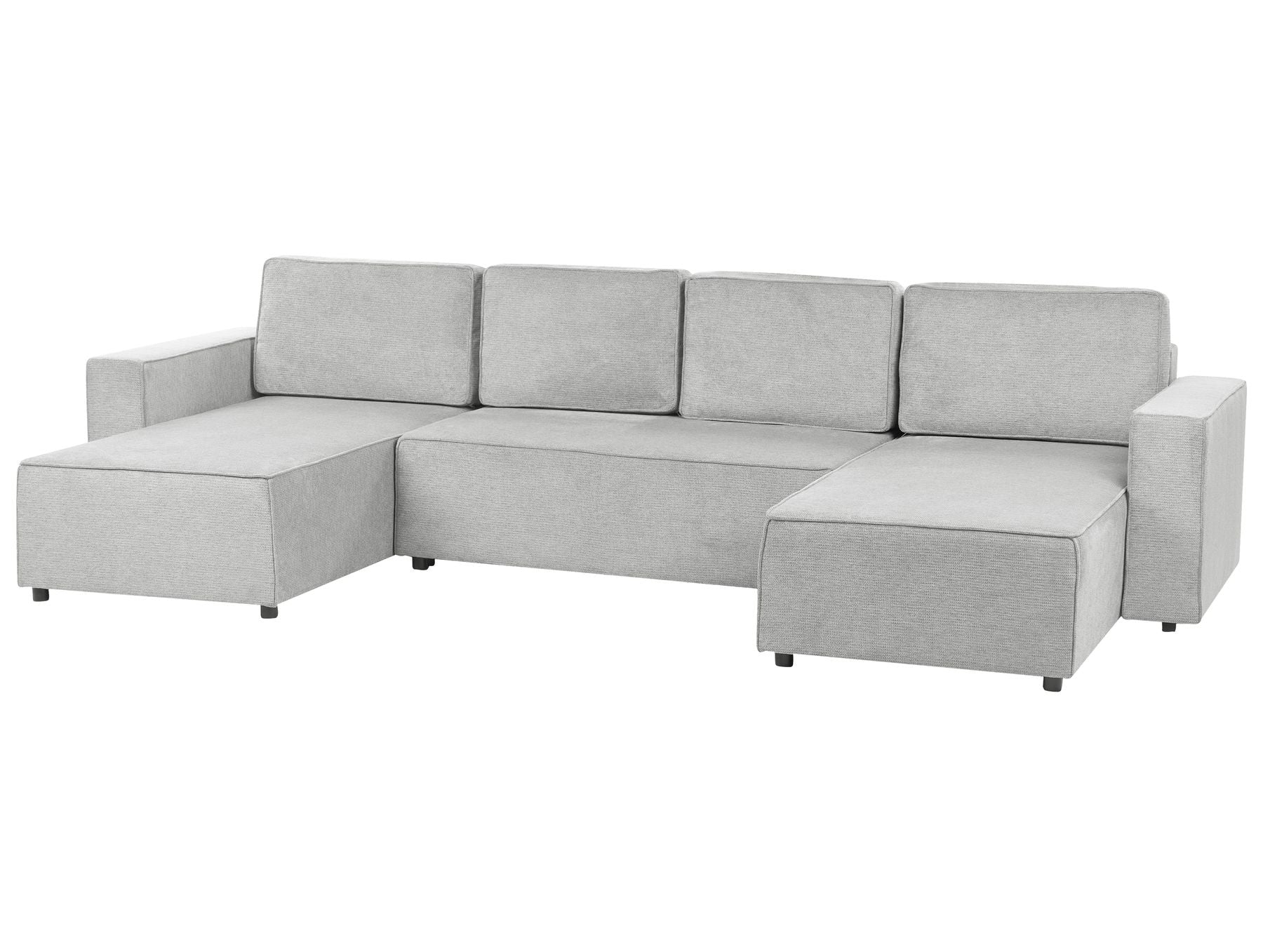 U-Shape Sofa Bed VATNE Fabric Light Grey with Storage 4 Seater