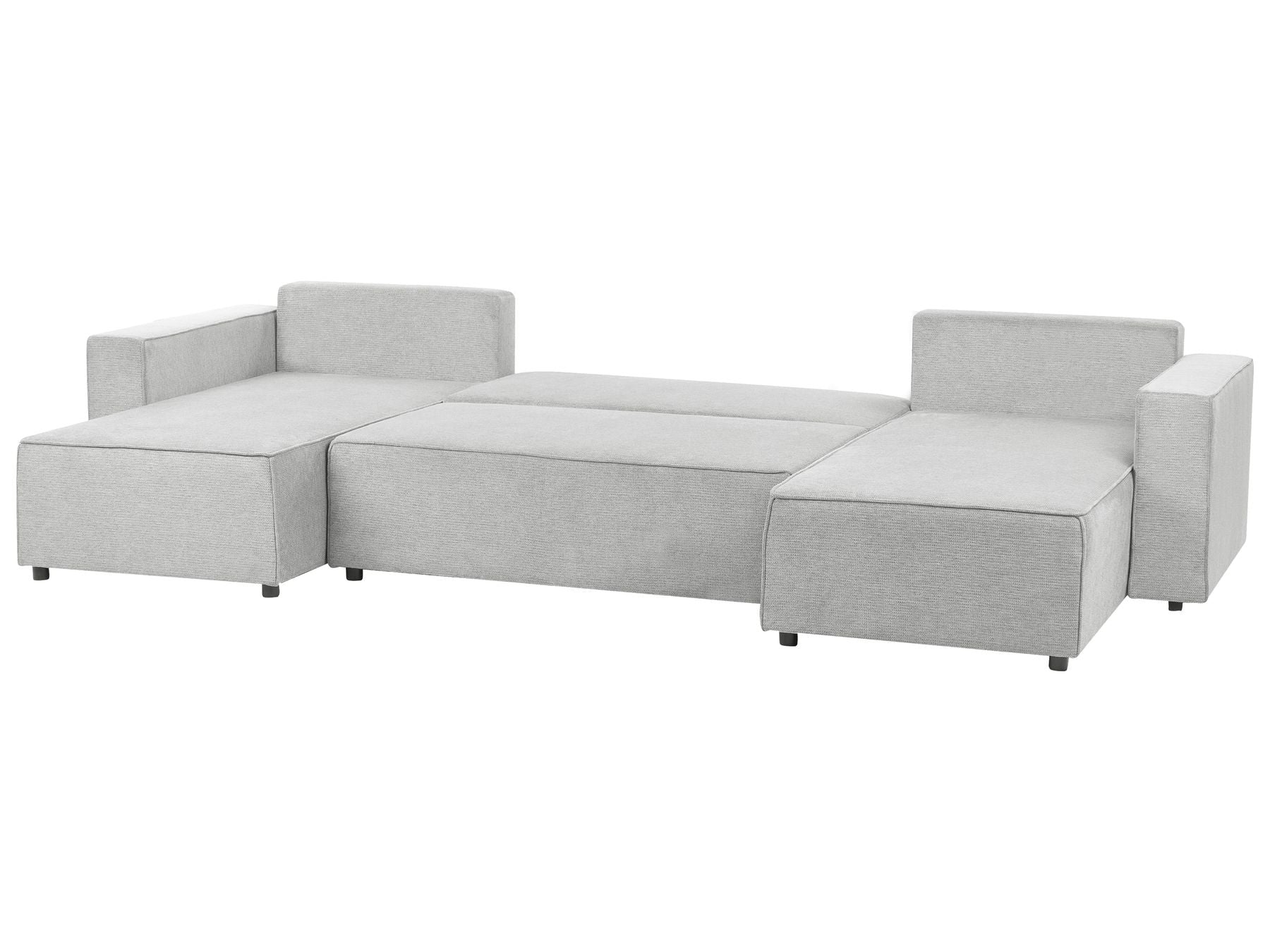 U-Shape Sofa Bed VATNE Fabric Light Grey with Storage 4 Seater