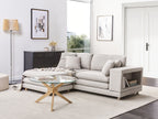 2 Seater Fabric Sofa with Ottoman Beige HEDEN