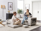 2 Seater Fabric Sofa with Ottoman Beige HEDEN