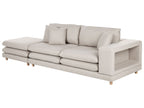 2 Seater Fabric Sofa with Ottoman Beige HEDEN