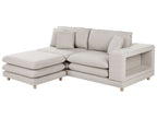 2 Seater Fabric Sofa with Ottoman Beige HEDEN