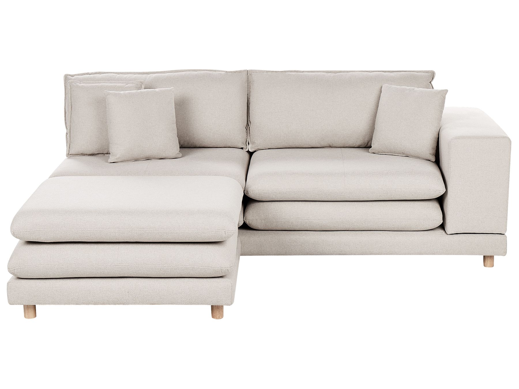 2 Seater Fabric Sofa with Ottoman Beige HEDEN