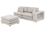 2 Seater Fabric Sofa with Ottoman Beige HEDEN