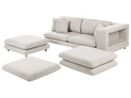 2 Seater Fabric Sofa with Ottoman Beige HEDEN