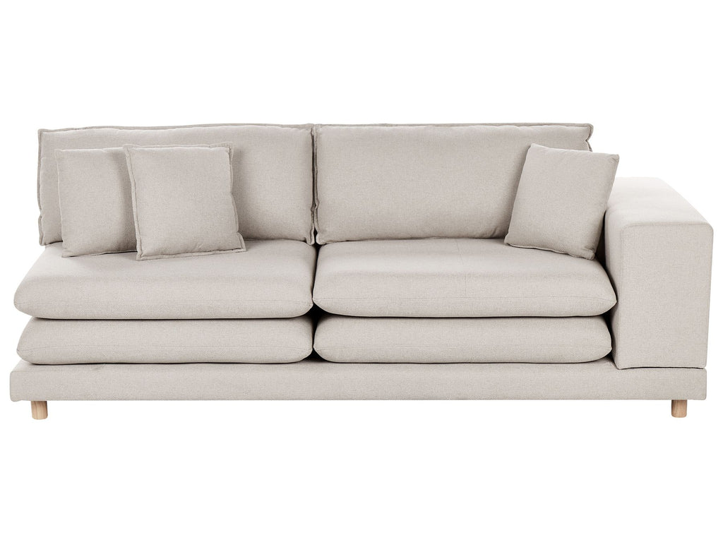 2 Seater Fabric Sofa with Ottoman Beige HEDEN