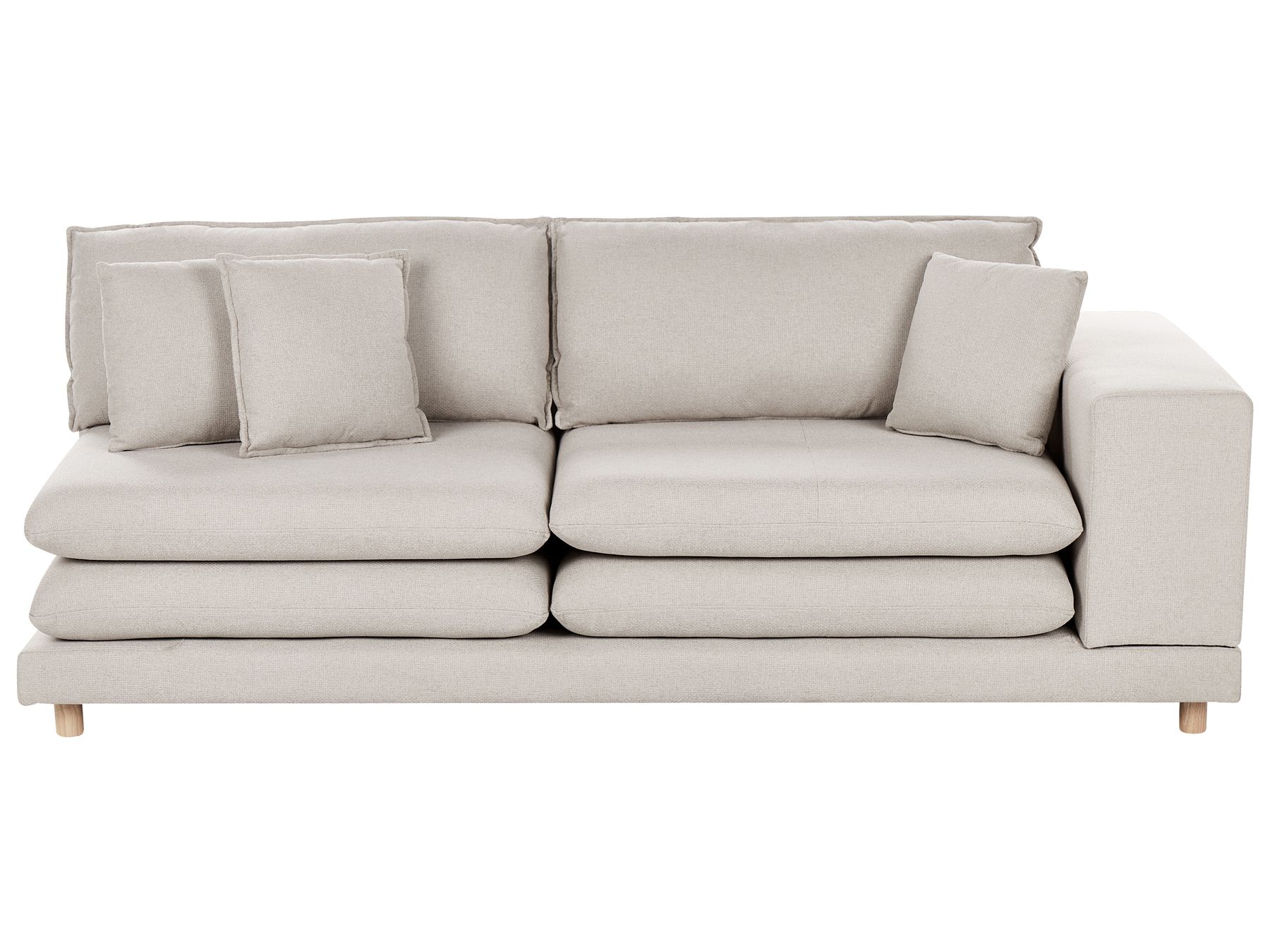 2 Seater Fabric Sofa with Ottoman Beige HEDEN