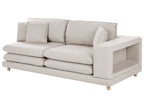2 Seater Fabric Sofa with Ottoman Beige HEDEN