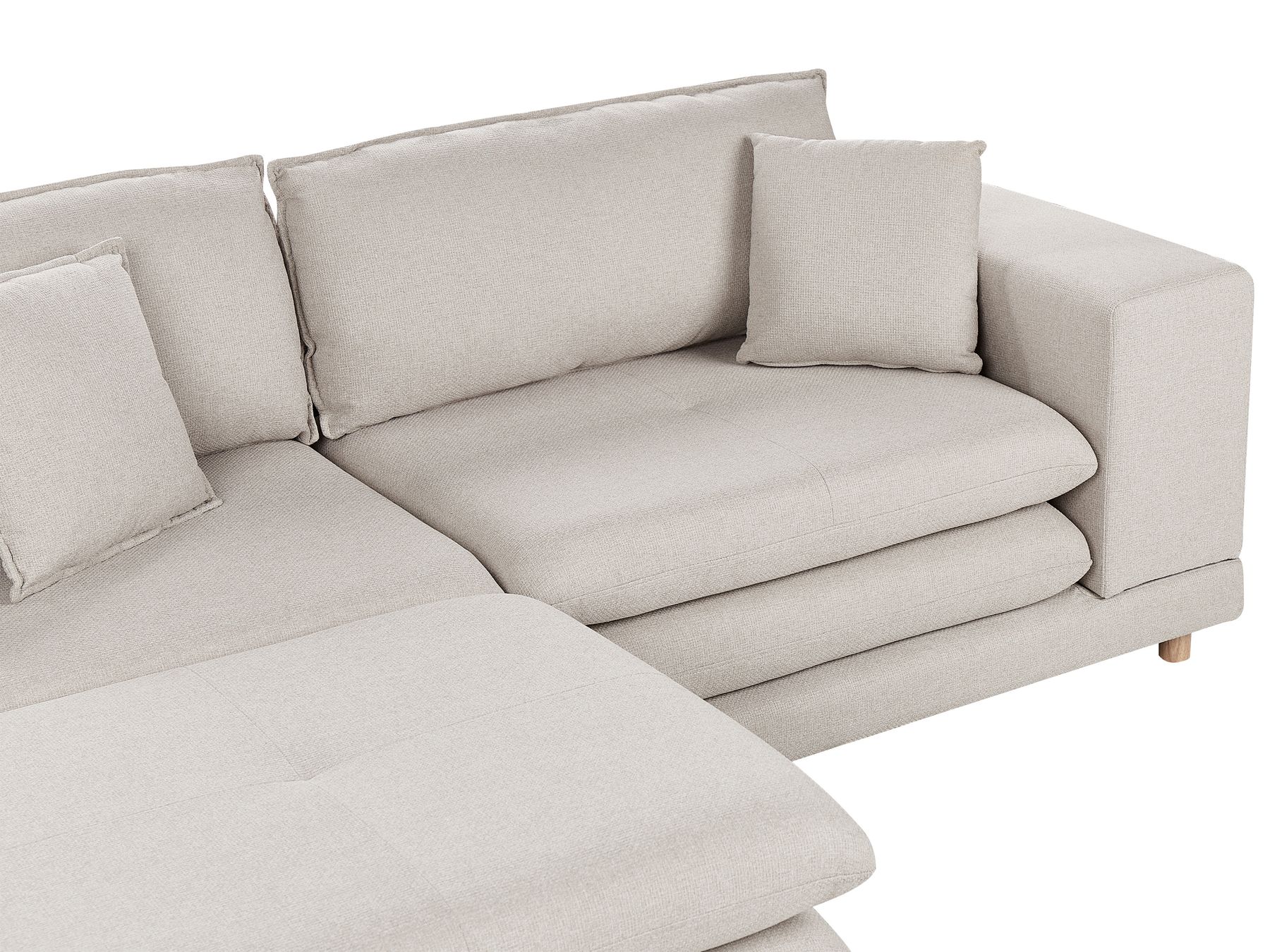 2 Seater Fabric Sofa with Ottoman Beige HEDEN