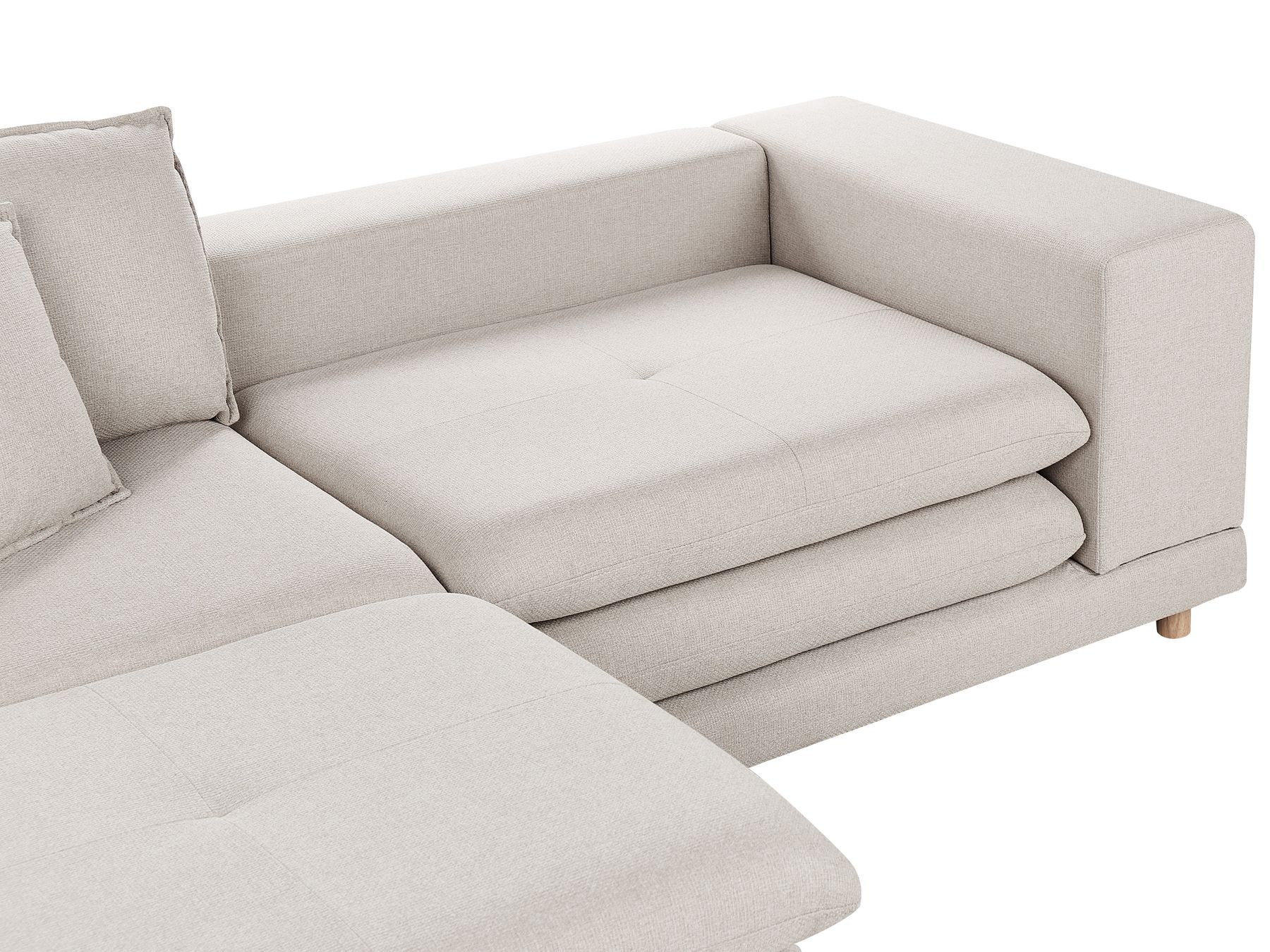 2 Seater Fabric Sofa with Ottoman Beige HEDEN