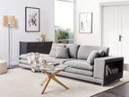 2 Seater Fabric Sofa with Ottoman Grey HEDEN