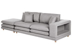 2 Seater Fabric Sofa with Ottoman Grey HEDEN
