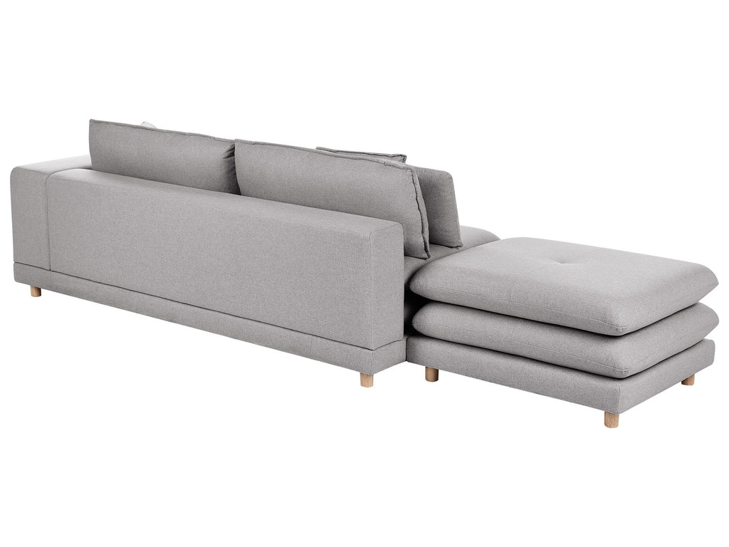 2 Seater Fabric Sofa with Ottoman Grey HEDEN