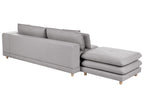 2 Seater Fabric Sofa with Ottoman Grey HEDEN