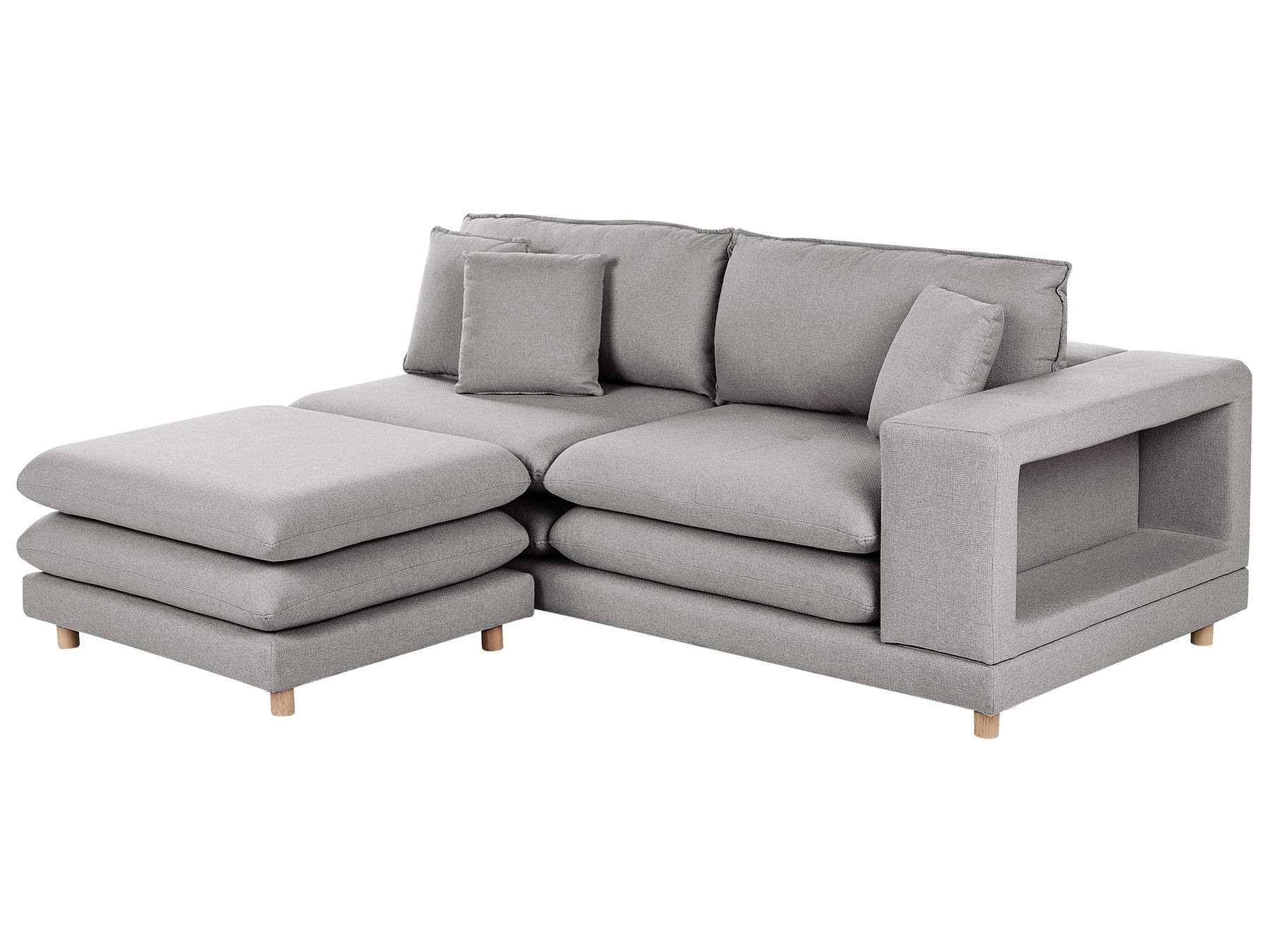 2 Seater Fabric Sofa with Ottoman Grey HEDEN