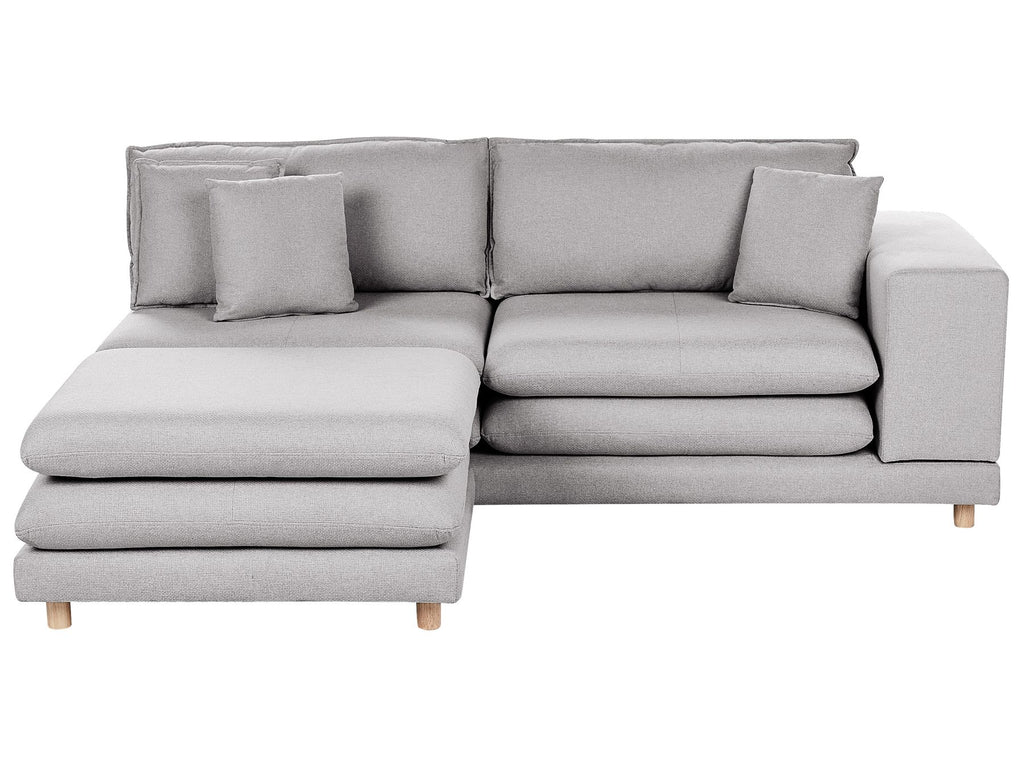2 Seater Fabric Sofa with Ottoman Grey HEDEN