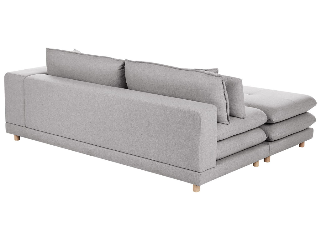 2 Seater Fabric Sofa with Ottoman Grey HEDEN