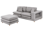 2 Seater Fabric Sofa with Ottoman Grey HEDEN