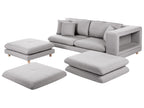 2 Seater Fabric Sofa with Ottoman Grey HEDEN