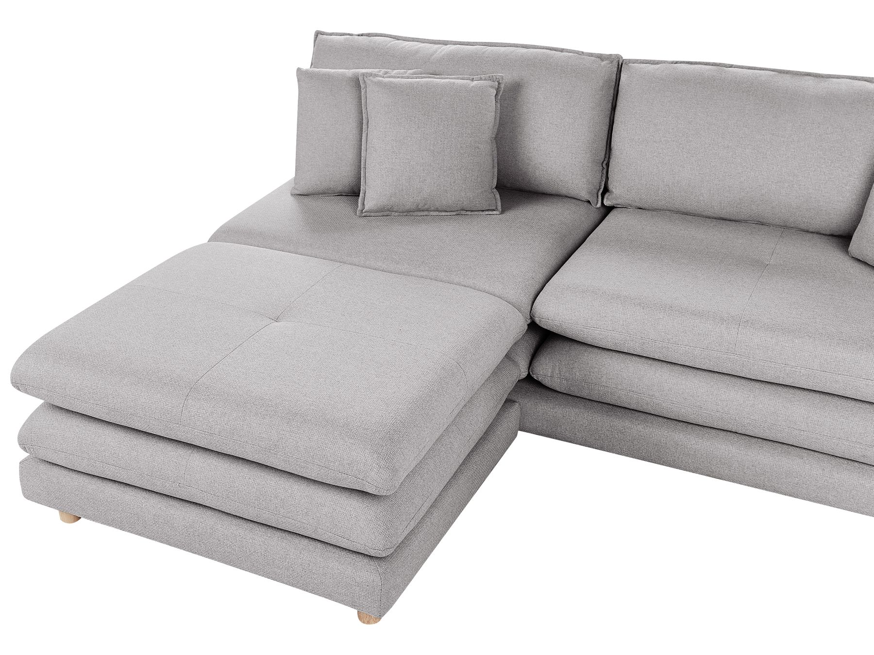 2 Seater Fabric Sofa with Ottoman Grey HEDEN