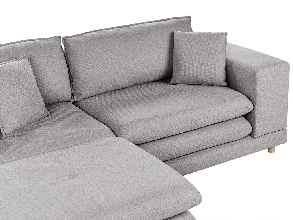 2 Seater Fabric Sofa with Ottoman Grey HEDEN