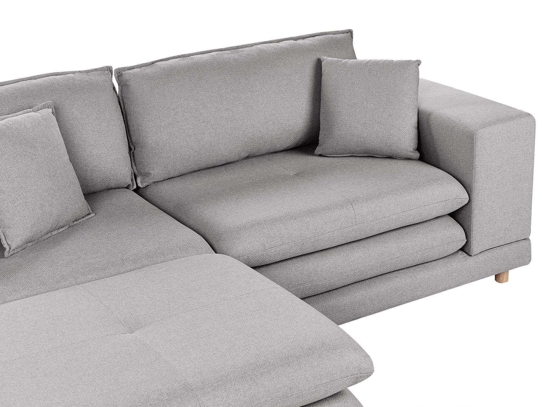 2 Seater Fabric Sofa with Ottoman Grey HEDEN
