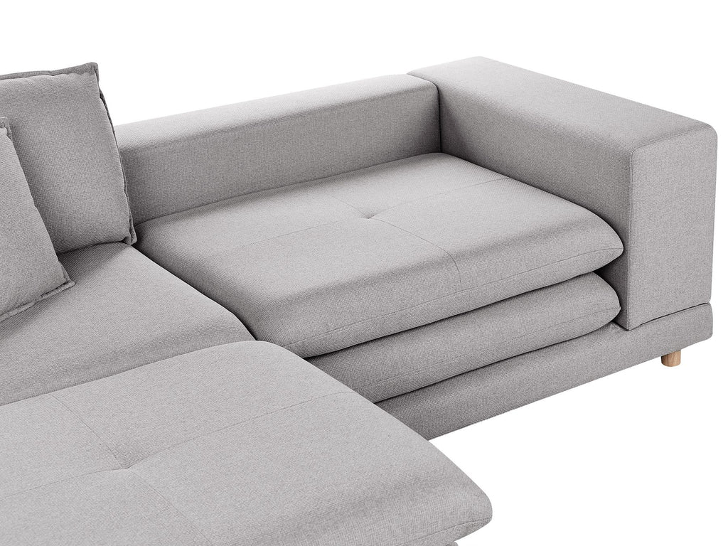 2 Seater Fabric Sofa with Ottoman Grey HEDEN