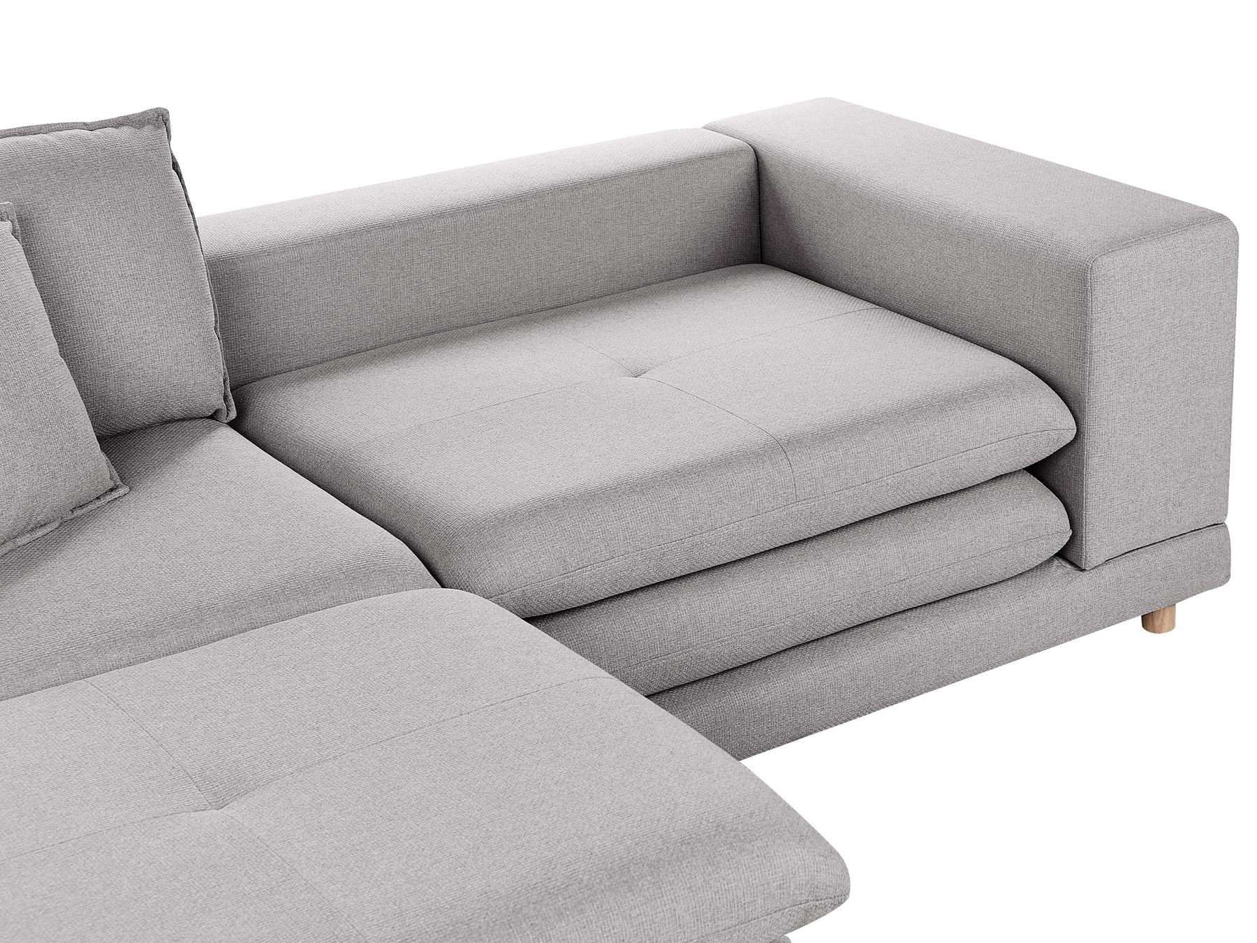2 Seater Fabric Sofa with Ottoman Grey HEDEN